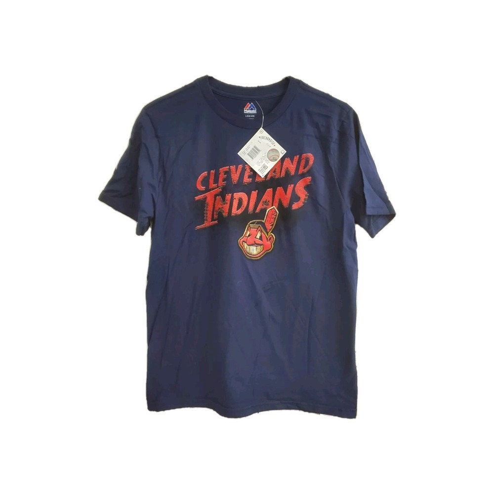 Majestic Youth Large 14/16 Cleveland Indians Short Sleeve T‑Shirt Tee‎ Shirt NEW